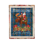 Personalized Gift Plaid Tartan Blanket Clan Bairn With Moose Lover Xmas Gift Santa Riding Christmas Fleece Blanket