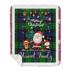 Personalized Gift Tartan Plaid Blanket Clan Stewart Old Modern With Funny Santa Snowman Reindeer Merry Christmas Gift Sherpa Blanket, blue plaid sherpa blanket,blue tartan sherpa blanket,Buchan,buffalo plaid sherpa blanket,christmas sherpa blanket,Christmas Throw Blanket