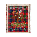 Personalized Gift Plaid Tartan Blanket Clan Riddell With Moose Lover Xmas Gift Santa Riding Christmas Fleece Blanket