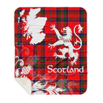 Sherpa Blanket - Tartan Blanket Thistle and Lion Scottish Clan MacGillivray Plaid Blanket, plaid sherpa blanket queen,purple sherpa blanket,queen sherpa blanket,queen size sherpa blanket,red sherpa blanket,scottish tartan blankets,sherpa blanket,sherpa christmas blanket
