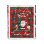 Personalized Gift Tartan Plaid Blanket Clan Cumming With Funny Santa Snowman Reindeer Merry Christmas Fleece Blanket, Home Living Room, Plaid Blanket, Tartan Blanket, Scottish Blanket, Buffalo fleece blanket, Christmas Blanket
