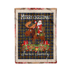 Personalized Gift Plaid Tartan Blanket Clan Fraser Hunting With Moose Lover Xmas Gift Santa Riding Christmas Fleece Blanket
