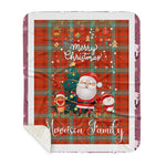 Personalized Gift Tartan Plaid Blanket Clan Morrison Red Ancient With Funny Santa Snowman Reindeer Merry Christmas Gift Sherpa Blanket, blue plaid sherpa blanket,blue tartan sherpa blanket,Buchan,buffalo plaid sherpa blanket,christmas sherpa blanket,Christmas Throw Blanket