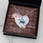 Sea Turtle Necklace Gift for My Beautiful Girlfriend Valentines Necklace Clan Ainslie Tartan Blue Turtle Necklace