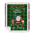 Personalized Gift Tartan Plaid Blanket Clan Logie With Funny Santa Snowman Reindeer Merry Christmas Gift Sherpa Blanket, blue plaid sherpa blanket,blue tartan sherpa blanket,Buchan,buffalo plaid sherpa blanket,christmas sherpa blanket,Christmas Throw Blanket