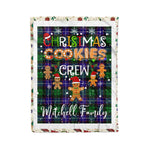 Fleece Blanket - Personalized Gift Tartan Plaid Blanket Clan Mitchell With Christmas Cookie Baking Crew Christmas Gift Fleece Blanket