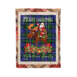 Personalized Gift Plaid Tartan Blanket Clan Robertson Hunting Modern With Moose Lover Xmas Gift Santa Riding Christmas Fleece Blanket
