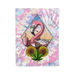 Scotstee Shop - Scotstee Shop Blanket Flamingo Hippie Smoking Weed Pink Tie Dye Hippie Fleece Blanket