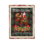 Personalized Gift Plaid Tartan Blanket Clan Buchan Ancient With Moose Lover Xmas Gift Santa Riding Christmas Fleece Blanket