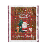 Personalized Gift Tartan Plaid Blanket Clan Hepburn Modern With Funny Santa Snowman Reindeer Merry Christmas Fleece Blanket, Christmas Blanket, Plaid Blanket, Tartan Blanket,Scottish Blanket
