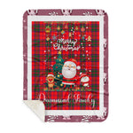 Personalized Gift Tartan Plaid Blanket Clan Drummond Modern With Funny Santa Snowman Reindeer Merry Christmas Gift Sherpa Blanket, blue plaid sherpa blanket,blue tartan sherpa blanket,Buchan,buffalo plaid sherpa blanket,christmas sherpa blanket,Christmas Throw Blanket