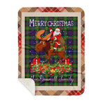 Personalized Gift Plaid Tartan Blanket Clan MacDonnell Of Glengarry With Moose Lover Xmas Gift Santa Riding Buffalo Plaid Christmas Sherpa Blanket