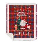 Personalized Gift Tartan Plaid Blanket Clan Grant of Lurg With Funny Santa Snowman Reindeer Merry Christmas Gift Sherpa Blanket, blue plaid sherpa blanket,blue tartan sherpa blanket,Buchan,buffalo plaid sherpa blanket,christmas sherpa blanket,Christmas Throw Blanket