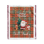 Personalized Gift Tartan Plaid Blanket Clan Scott Ancient With Funny Santa Snowman Reindeer Merry Christmas Fleece Blanket, Home Living Room, Plaid Blanket, Tartan Blanket, Scottish Blanket, Buffalo fleece blanket, Christmas Blanket