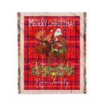 Personalized Gift Plaid Tartan Blanket Clan Rose With Moose Lover Xmas Gift Santa Riding Christmas Fleece Blanket