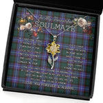 To My Beautiful Soulmate Sunflower Necklace In Your Eyes I Have Found My Home Clan Hunter Tartan Jewelry For Girlfriend, Tartan Sunflower Pendant Necklace, Scottish Tartan Jewelry, valentine necklace, necklace girlfriend, necklace for wife, cute necklaces for girlfriend, jewelry for girlfriend, to my soulmate necklace, to my future wife necklace
