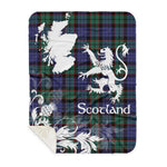 Sherpa Blanket - Tartan Blanket Thistle and Lion Scottish Clan Fletcher Modern Plaid Blanket, plaid sherpa blanket queen,purple sherpa blanket,queen sherpa blanket,queen size sherpa blanket,red sherpa blanket,scottish tartan blankets,sherpa blanket,sherpa christmas blanket