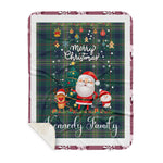 Personalized Gift Tartan Plaid Blanket Clan Kennedy With Funny Santa Snowman Reindeer Merry Christmas Gift Sherpa Blanket, blue plaid sherpa blanket,blue tartan sherpa blanket,Buchan,buffalo plaid sherpa blanket,christmas sherpa blanket,Christmas Throw Blanket
