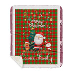 Personalized Gift Tartan Plaid Blanket Clan Lennox With Funny Santa Snowman Reindeer Merry Christmas Gift Sherpa Blanket, blue plaid sherpa blanket,blue tartan sherpa blanket,Buchan,buffalo plaid sherpa blanket,christmas sherpa blanket,Christmas Throw Blanket