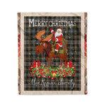 Personalized Gift Plaid Tartan Blanket Clan MacKenzie Weathered With Moose Lover Xmas Gift Santa Riding Christmas Fleece Blanket