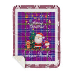 Personalized Gift Tartan Plaid Blanket Clan Jackson With Funny Santa Snowman Reindeer Merry Christmas Gift Sherpa Blanket, blue plaid sherpa blanket,blue tartan sherpa blanket,Buchan,buffalo plaid sherpa blanket,christmas sherpa blanket,Christmas Throw Blanket