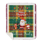 Personalized Gift Tartan Plaid Blanket Clan Buchanan Old Sett With Funny Santa Snowman Reindeer Merry Christmas Gift Sherpa Blanket, blue plaid sherpa blanket,blue tartan sherpa blanket,Buchan,buffalo plaid sherpa blanket,christmas sherpa blanket,Christmas Throw Blanket