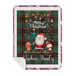 Personalized Gift Tartan Plaid Blanket Clan Buchan Ancient With Funny Santa Snowman Reindeer Merry Christmas Gift Sherpa Blanket, blue plaid sherpa blanket,blue tartan sherpa blanket,Buchan,buffalo plaid sherpa blanket,christmas sherpa blanket,Christmas Throw Blanket
