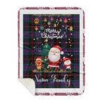Personalized Gift Tartan Plaid Blanket Clan Nairn With Funny Santa Snowman Reindeer Merry Christmas Gift Sherpa Blanket, blue plaid sherpa blanket,blue tartan sherpa blanket,Buchan,buffalo plaid sherpa blanket,christmas sherpa blanket,Christmas Throw Blanket