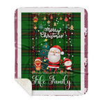 Personalized Gift Tartan Plaid Blanket Clan Fife With Funny Santa Snowman Reindeer Merry Christmas Gift Sherpa Blanket, blue plaid sherpa blanket,blue tartan sherpa blanket,Buchan,buffalo plaid sherpa blanket,christmas sherpa blanket,Christmas Throw Blanket