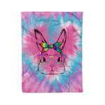 Scotstee Shop - Scotstee Shop Blanket Happy Easter Day Cute Bunny Rabbit Face Tie Dye Pink Heart Rainbow Hippie Fleece Blanket