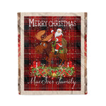 Personalized Gift Plaid Tartan Blanket Clan MacIver With Moose Lover Xmas Gift Santa Riding Christmas Fleece Blanket