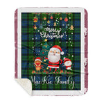 Personalized Gift Tartan Plaid Blanket Clan MacKie With Funny Santa Snowman Reindeer Merry Christmas Gift Sherpa Blanket, blue plaid sherpa blanket,blue tartan sherpa blanket,Buchan,buffalo plaid sherpa blanket,christmas sherpa blanket,Christmas Throw Blanket