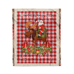Personalized Gift Plaid Tartan Blanket Clan Lennox Dress With Moose Lover Xmas Gift Santa Riding Christmas Fleece Blanket