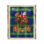 Personalized Gift Plaid Tartan Blanket Clan MaiTland With Moose Lover Xmas Gift Santa Riding Christmas Fleece Blanket