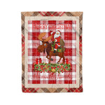 Personalized Gift Plaid Tartan Blanket Clan Maxwell Plaid With Moose Lover Xmas Gift Santa Riding Christmas Fleece Blanket