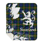 Sherpa Blanket - Tartan Blanket Thistle and Lion Scottish Clan Gunn Modern Plaid Blanket, plaid sherpa blanket queen,purple sherpa blanket,queen sherpa blanket,queen size sherpa blanket,red sherpa blanket,scottish tartan blankets,sherpa blanket,sherpa christmas blanket