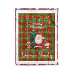 Personalized Gift Tartan Plaid Blanket Clan Grierson With Funny Santa Snowman Reindeer Merry Christmas Fleece Blanket, Christmas Blanket, Plaid Blanket, Tartan Blanket,Scottish Blanket