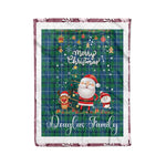 Personalized Gift Tartan Plaid Blanket Clan Douglas Ancient With Funny Santa Snowman Reindeer Merry Christmas Fleece Blanket, Home Living Room, Plaid Blanket, Tartan Blanket, Scottish Blanket, Buffalo fleece blanket, Christmas Blanket