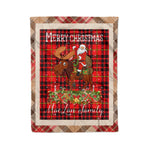 Personalized Gift Plaid Tartan Blanket Clan MacLan With Moose Lover Xmas Gift Santa Riding Christmas Fleece Blanket