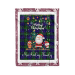 Personalized Gift Tartan Plaid Blanket Clan MacKinlay Modern With Funny Santa Snowman Reindeer Merry Christmas Fleece Blanket, Home Living Room, Plaid Blanket, Tartan Blanket, Scottish Blanket, Buffalo fleece blanket, Christmas Blanket