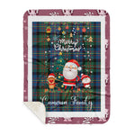 Personalized Gift Tartan Plaid Blanket Clan Cameron of Erracht Ancient With Funny Santa Snowman Reindeer Merry Christmas Gift Sherpa Blanket, blue plaid sherpa blanket,blue tartan sherpa blanket,Buchan,buffalo plaid sherpa blanket,christmas sherpa blanket,Christmas Throw Blanket