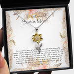 Bonus Mom Necklace, To My Beautiful Bonus Mom On My Wedding Day Necklace, Gift For Stepmother Of The Groom Gift Sunflower Pendant Necklace