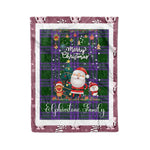 Personalized Gift Tartan Plaid Blanket Clan Elphinstone With Funny Santa Snowman Reindeer Merry Christmas Fleece Blanket, Home Living Room, Plaid Blanket, Tartan Blanket, Scottish Blanket, Buffalo fleece blanket, Christmas Blanket