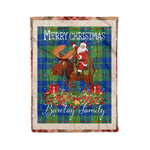 Personalized Gift Plaid Tartan Blanket Clan Barclay Hunting Ancient With Moose Lover Xmas Gift Santa Riding Christmas Fleece Blanket