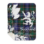 Sherpa Blanket - Tartan Blanket Thistle and Lion Scottish Clan MacRae Hunting Modern Plaid Blanket, plaid sherpa blanket queen,purple sherpa blanket,queen sherpa blanket,queen size sherpa blanket,red sherpa blanket,scottish tartan blankets,sherpa blanket,sherpa christmas blanket