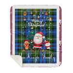 Personalized Gift Tartan Plaid Blanket Clan MacKenzie Modern With Funny Santa Snowman Reindeer Merry Christmas Gift Sherpa Blanket, blue plaid sherpa blanket,blue tartan sherpa blanket,Buchan,buffalo plaid sherpa blanket,christmas sherpa blanket,Christmas Throw Blanket