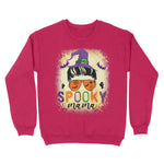 Standard Crew Neck Sweatshirt - Spooky Mama Messy Skull mom leopard witch Halloween - Scotstee Shop