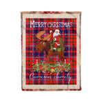 Personalized Gift Plaid Tartan Blanket Clan Cameron Of Lochiel Modern With Moose Lover Xmas Gift Santa Riding Christmas Fleece Blanket