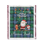 Personalized Gift Tartan Plaid Blanket Clan Morrison Ancient With Funny Santa Snowman Reindeer Merry Christmas Fleece Blanket, Home Living Room, Plaid Blanket, Tartan Blanket, Scottish Blanket, Buffalo fleece blanket, Christmas Blanket
