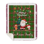 Personalized Gift Tartan Plaid Blanket Clan MacKinnon Hunting Modern With Funny Santa Snowman Reindeer Merry Christmas Gift Sherpa Blanket, blue plaid sherpa blanket,blue tartan sherpa blanket,Buchan,buffalo plaid sherpa blanket,christmas sherpa blanket,Christmas Throw Blanket